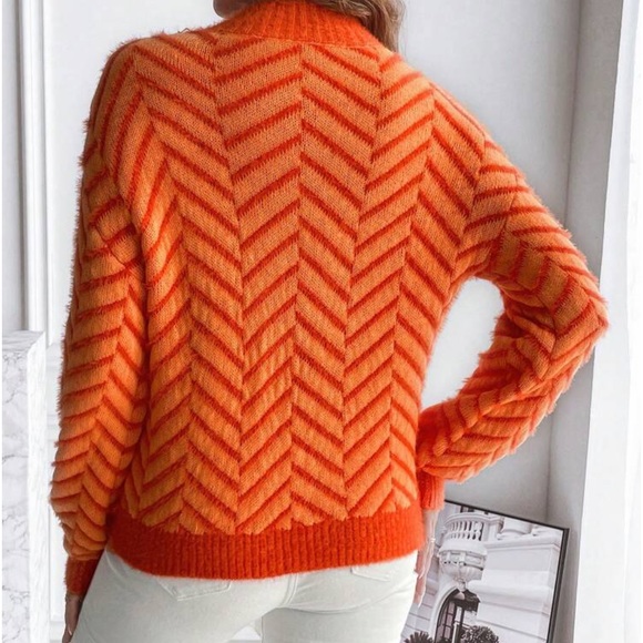 New orange chevron print long sleeve sweater - Picture 5 of 6